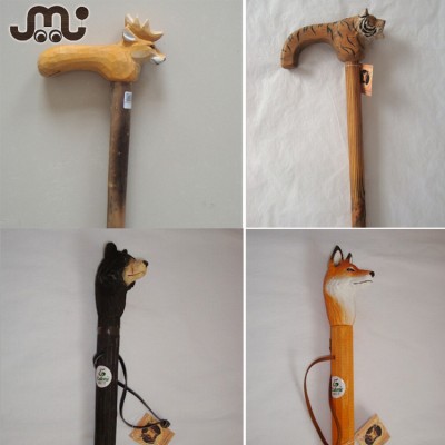 Fashion natural carved animal wooden walking stick