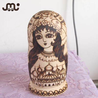 Wholesale handmade 7 inners unfinished wooden matryoshka