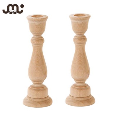 Wholesale slim body smooth unfinished wood candle holder