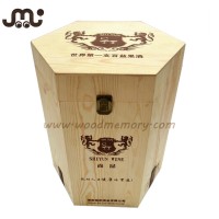 special hexagonal 6 bottle wood wine box