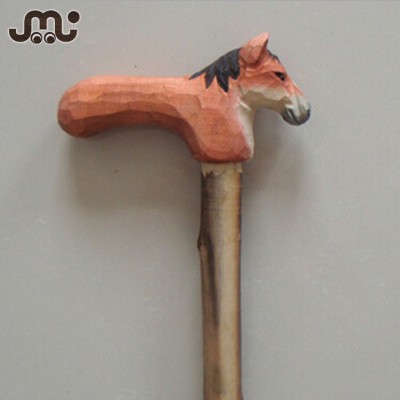 Hand carved animal statue wooden walking stick,natural carved wooden cane walking stick